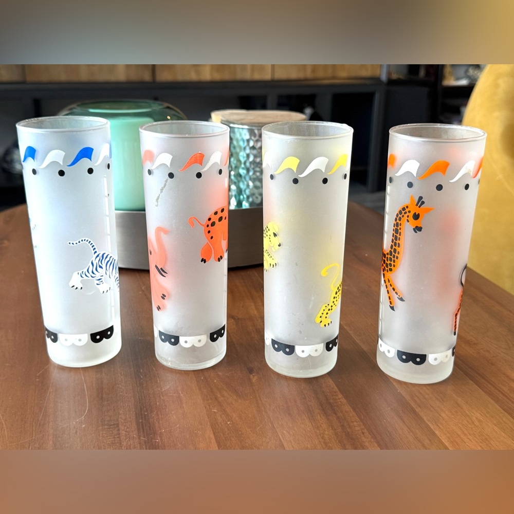 Federal Glass ZOO Frosted Tumblers Tall Highball Tom Collins Glasses Set… - Picture 3 of 6